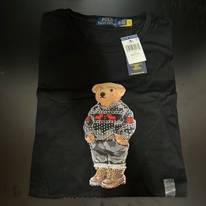 New Ralph Lauren Polo Hiking Holiday Bear Black T Shirt